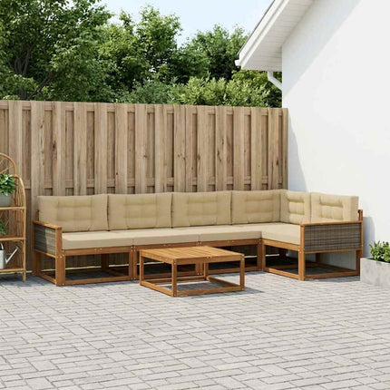 Utomhussoffset med kudde 6 pcs Naturlig och Beige