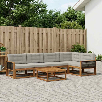 Utomhussoffset med kudde 6 pcs Naturlig och Ljusgrå