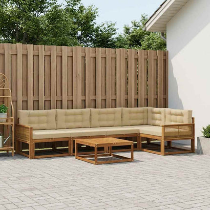 Utomhussoffset med kudde 6 pcs Naturlig och Beige