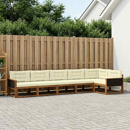 Utomhussoffset med kudde 6 pcs Naturlig och Grädde
