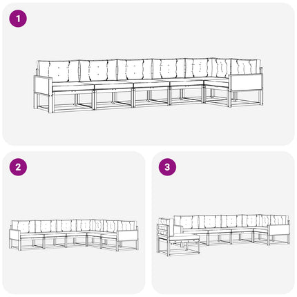 Utomhussoffset med kudde 6 pcs Naturlig och Grädde