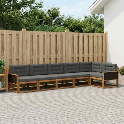 Utomhussoffset med kudde 6 pcs Naturlig och Antracit