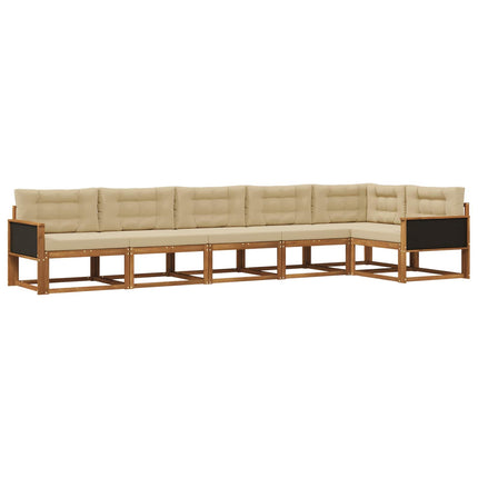 Utomhussoffset med kudde 6 pcs Naturlig och Beige