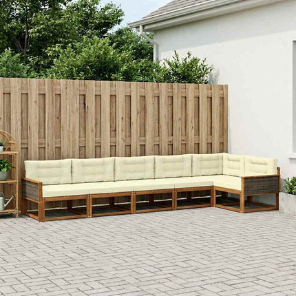 Utomhussoffset med kudde 6 pcs Naturlig och Grädde