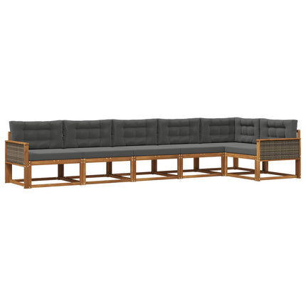 Utomhussoffset med kudde 6 pcs Naturlig och Antracit