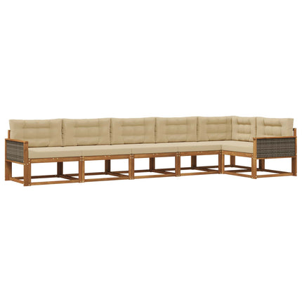 Utomhussoffset med kudde 6 pcs Naturlig och Beige