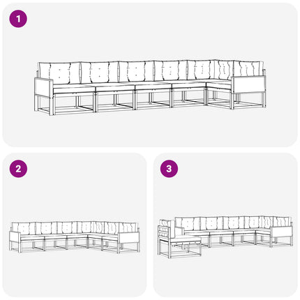 Utomhussoffset 6 pcs Naturlig och Antracit