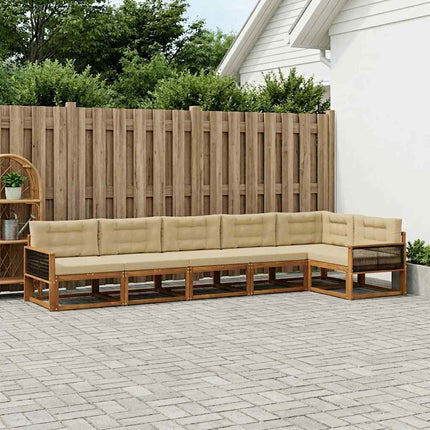 Utomhussoffset med kudde 6 pcs Naturlig och Beige