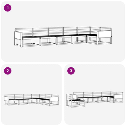 Utomhussoffset 6 pcs Naturlig Massivt Akaciaträ