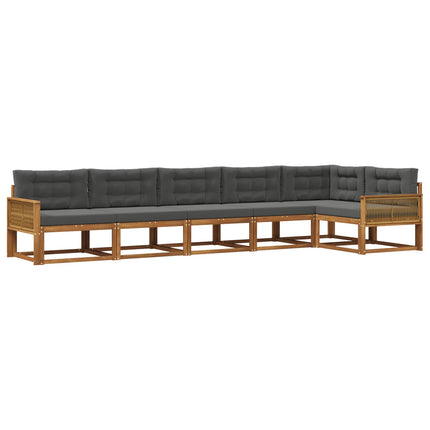 Utomhussoffset med kudde 6 pcs Naturlig och Antracit