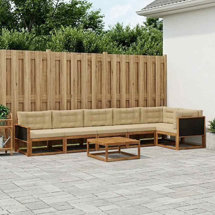 Utomhussoffset med kudde 7 pcs Naturlig och Beige