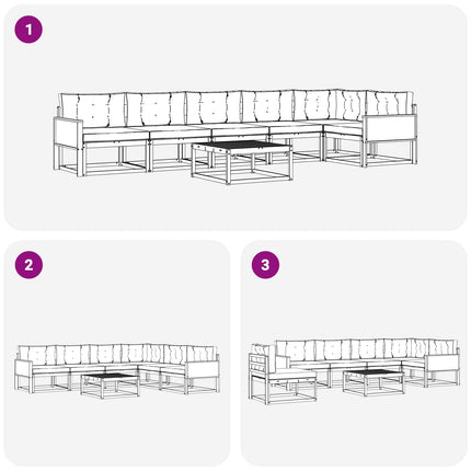 Utomhussoffset med kudde 7 pcs Naturlig och Beige