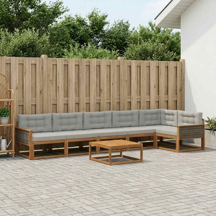 Utomhussoffset med kudde 7 pcs Naturlig och Ljusgrå