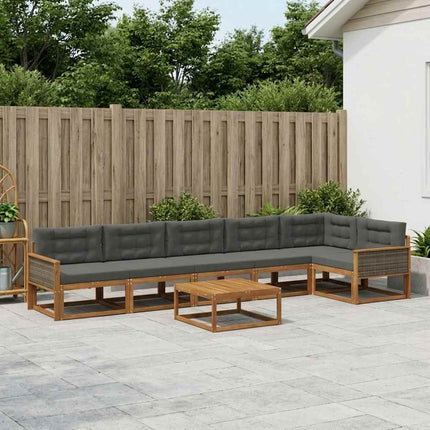 Utomhussoffset med kudde 7 pcs Naturlig och Antracit