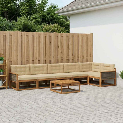 Utomhussoffset med kudde 7 pcs Naturlig och Beige