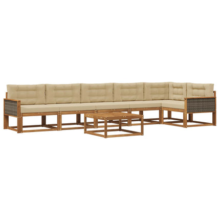 Utomhussoffset med kudde 7 pcs Naturlig och Beige