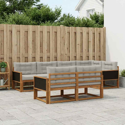 Utomhussoffset med kudde 7 pcs Naturlig och Ljusgrå