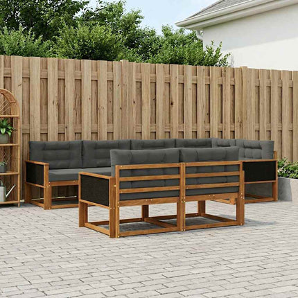 Utomhussoffset med kudde 7 pcs Naturlig och Antracit