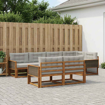 Utomhussoffset med kudde 7 pcs Naturlig och Ljusgrå