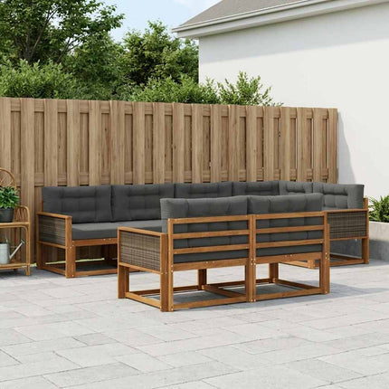 Utomhussoffset med kudde 7 pcs Naturlig och Antracit