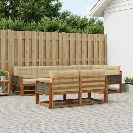 Utomhussoffset med kudde 7 pcs Naturlig och Beige
