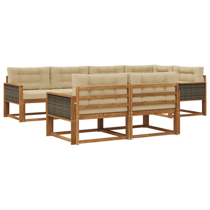 Utomhussoffset med kudde 7 pcs Naturlig och Beige