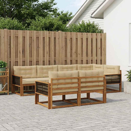 Utomhussoffset med kudde 7 pcs Naturlig och Beige