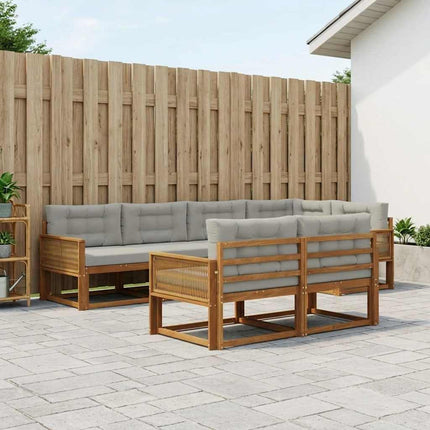 Utomhussoffset med kudde 7 pcs Naturlig och Ljusgrå