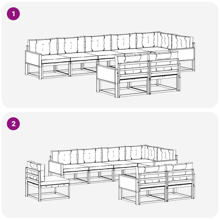 Utomhussoffset 8 pcs Naturlig och Grädde