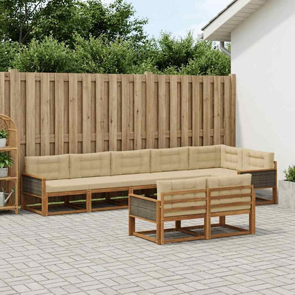 Utomhussoffset 8 pcs Naturlig och Beige
