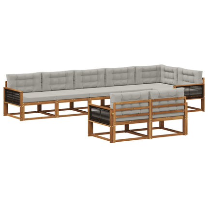 Utomhussoffset 8 pcs Naturlig och Ljusgrå