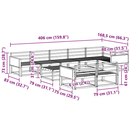 Utomhussoffset 9 pcs Naturlig Massivt Akaciaträ