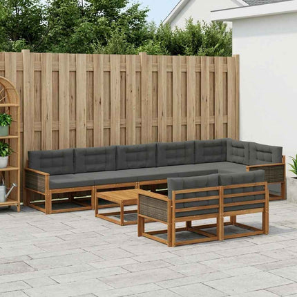 Utomhussoffset med kudde 9 pcs Naturlig och Antracit