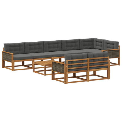 Utomhussoffset med kudde 9 pcs Naturlig och Antracit
