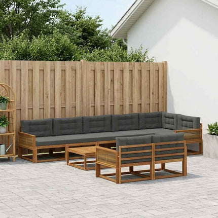 Utomhussoffset med kudde 9 pcs Naturlig och Antracit