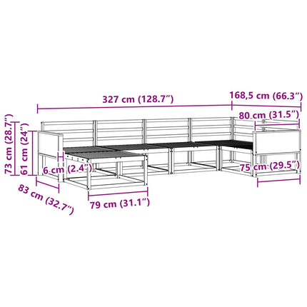 Utomhussoffset 6 pcs Naturlig Massivt Akaciaträ