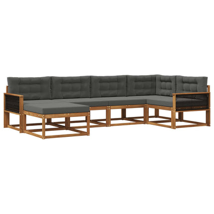 Utomhussoffset med kudde 6 pcs Naturlig och Antracit