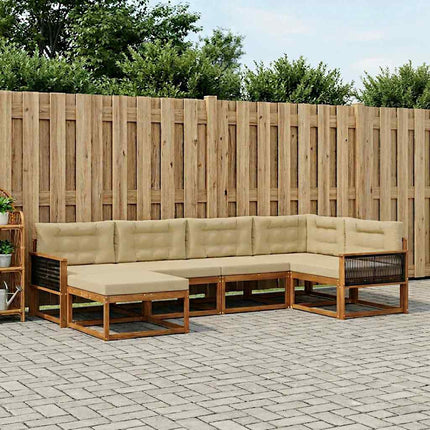 Utomhussoffset med kudde 6 pcs Naturlig och Beige