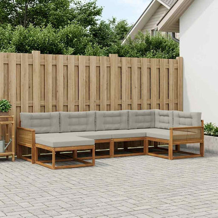Utomhussoffset med kudde 6 pcs Naturlig och Ljusgrå