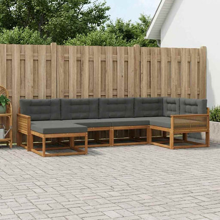 Utomhussoffset med kudde 6 pcs Naturlig och Antracit