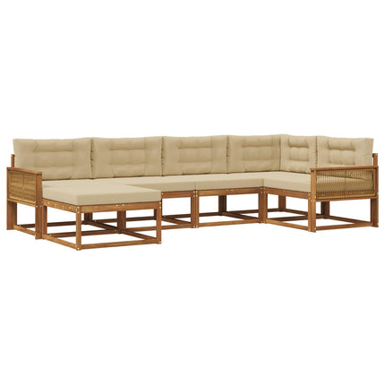 Utomhussoffset 6 pcs Naturlig och Beige