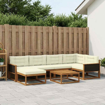 Utomhussoffset med kudde 7 pcs Naturlig och Grädde
