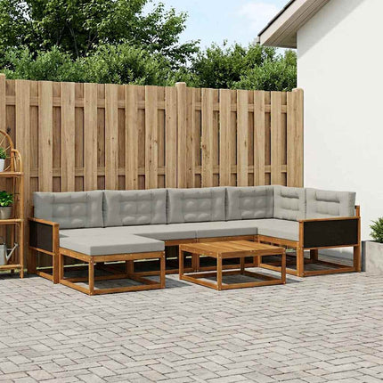 Utomhussoffset med kudde 7 pcs Naturlig och ljusgrå