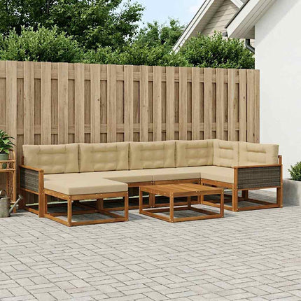 Utomhussoffset med kudde 7 pcs Naturlig och Beige