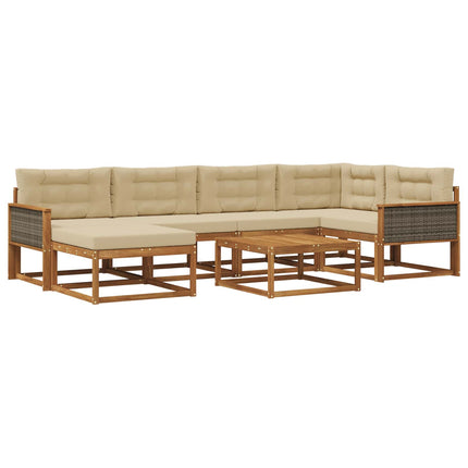 Utomhussoffset med kudde 7 pcs Naturlig och Beige