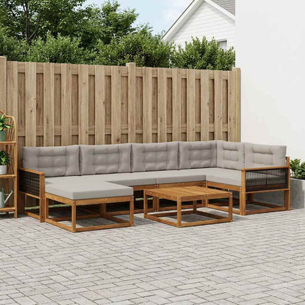 Utomhussoffset med kudde 7 pcs Naturlig och ljusgrå