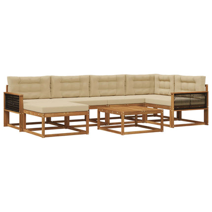 Utomhussoffset med kudde 7 pcs Naturlig och Beige