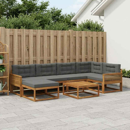 Utomhussoffset med kudde 7 pcs Naturlig och Antracit