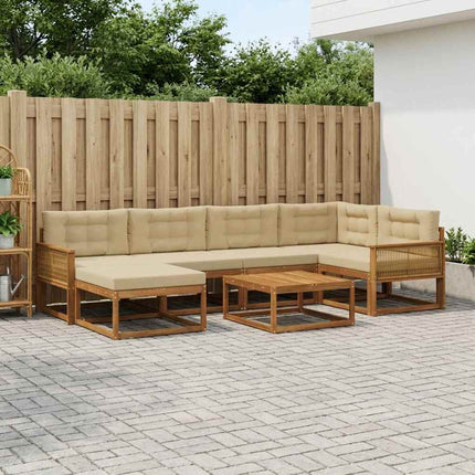 Utomhussoffset med kudde 7 pcs Naturlig och Beige