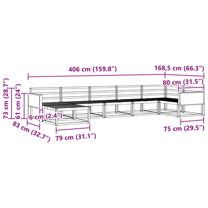 Utomhussoffset 7 pcs Naturlig Massivt Akaciaträ